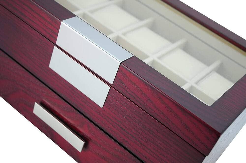 Cherry Wooden Watch Box for 20 Watches Watch Boxes Clinks 