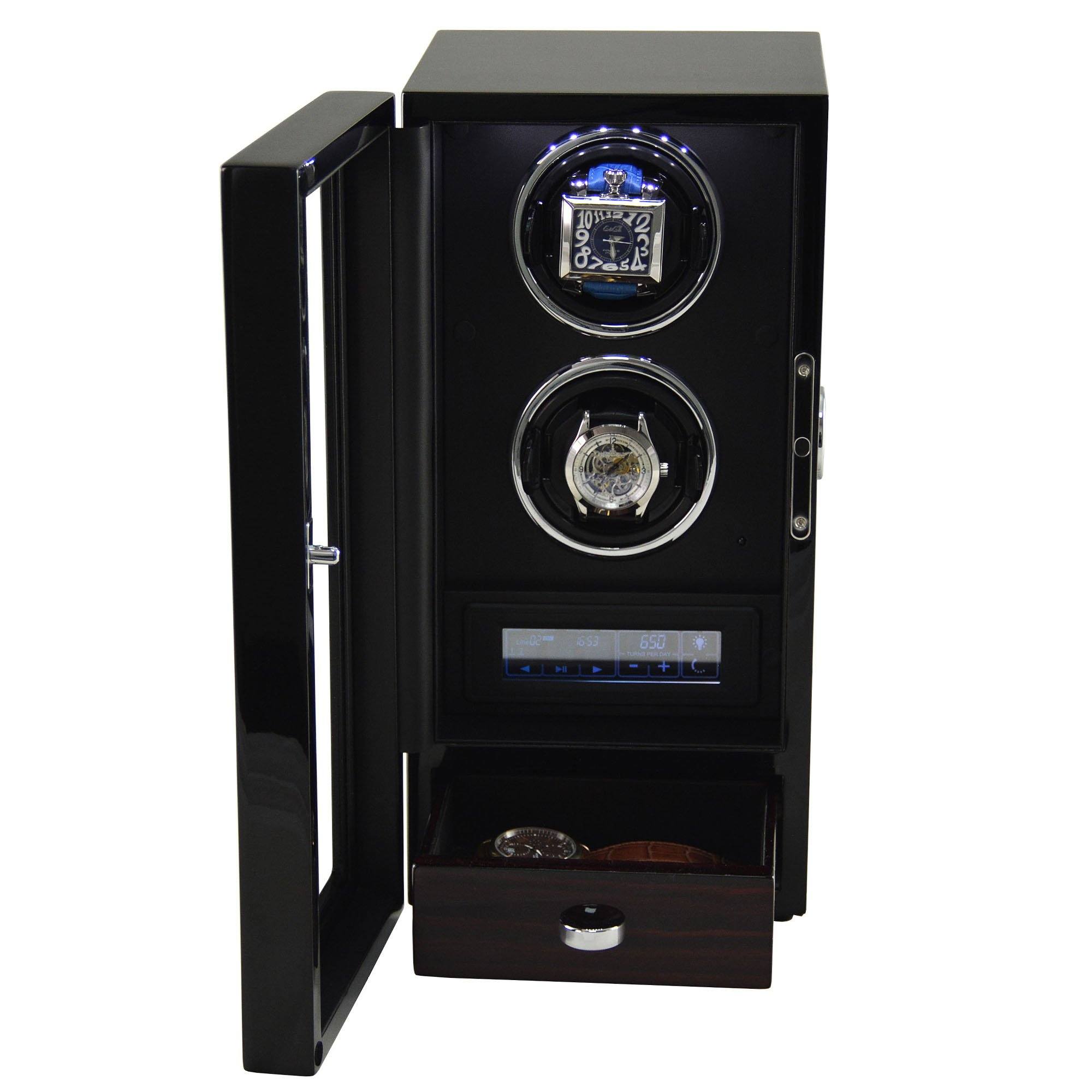 Yarra Duo Watch Winder for 2 + Drawer with Fingerprint Lock