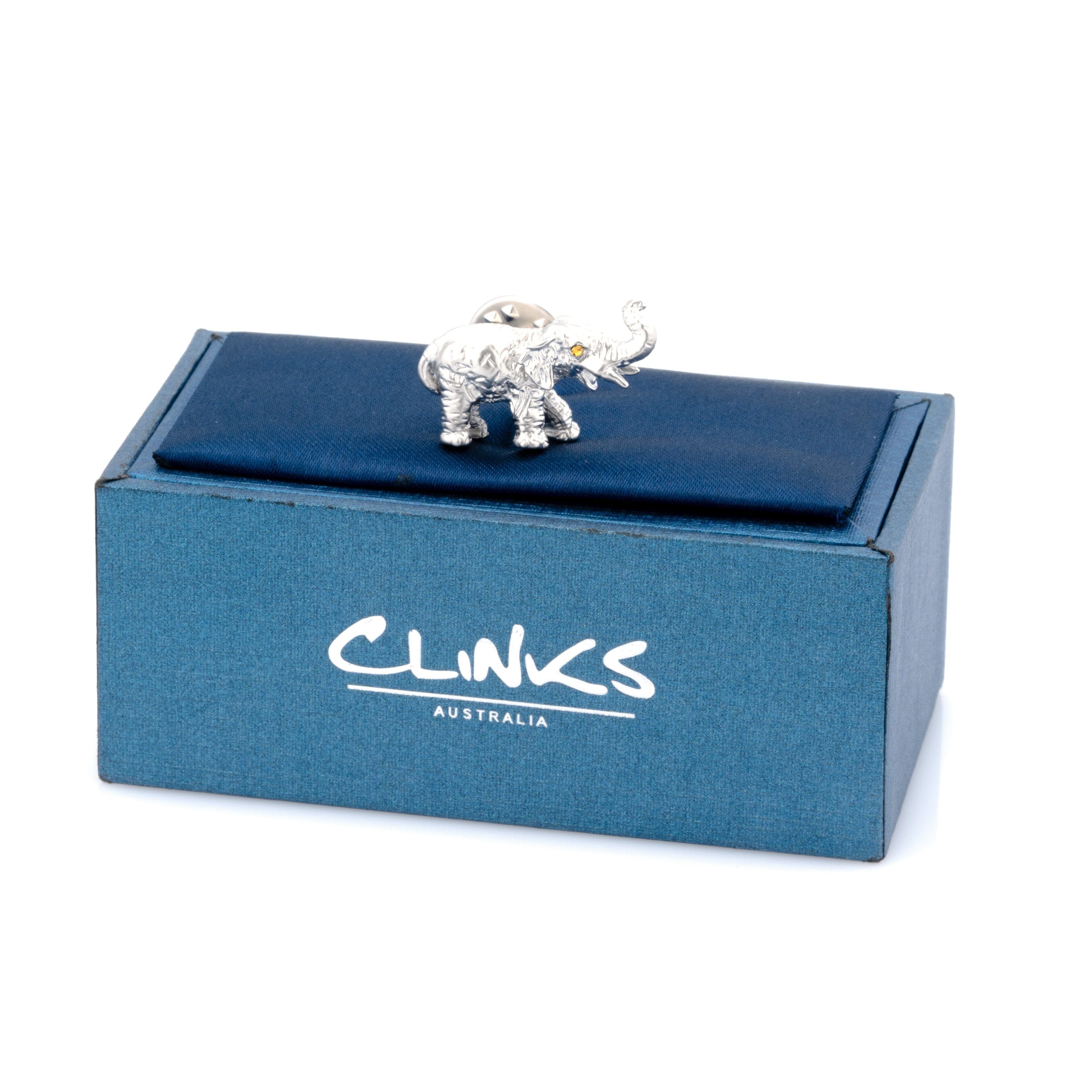 Brushed Silver Elephant Lapel Pin Lapel Pin Clinks 