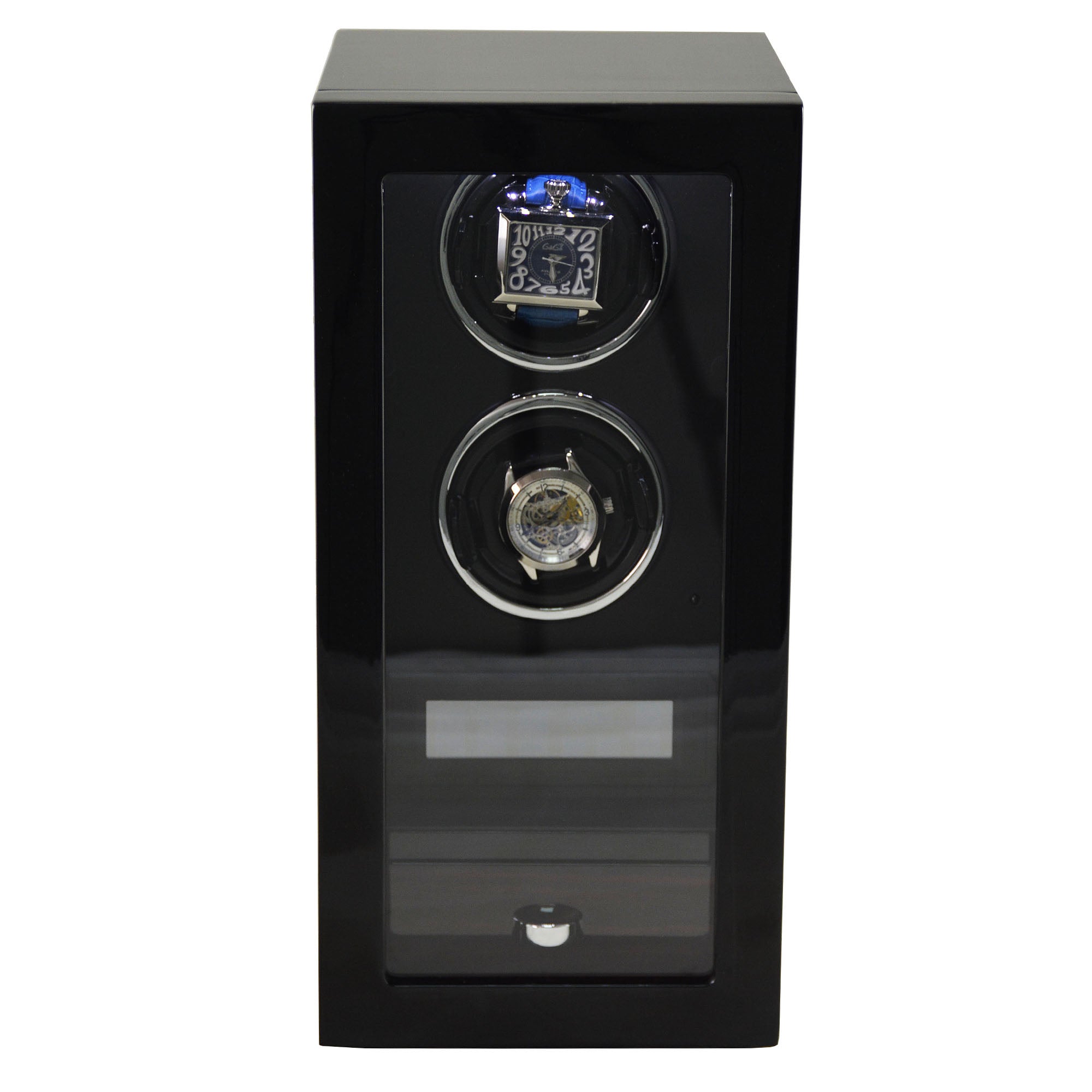 Yarra Duo Watch Winder + Drawer with Fingerprint Lock, Duo Watch Winder, Watch Winder Boxes, Black Watch Winder, Fingerprint Lock Watch Winder, Watch Winders, nogiftbox, CW0215, Clinks Australia