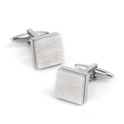 Brushed Square Silver Cufflinks
