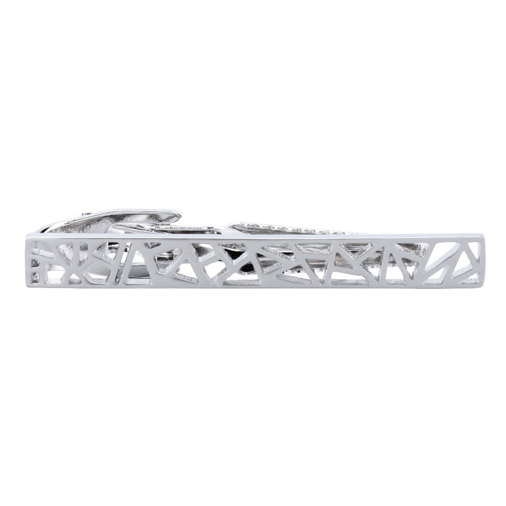 Geometric Shapes Silver Tie Clip