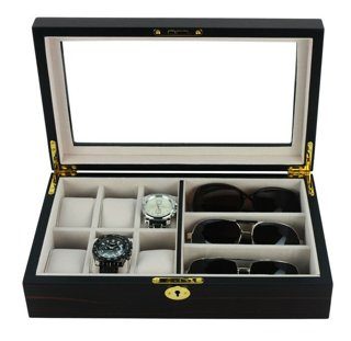 Ebony Wooden Watch Box, 6 Watch Box, 3 Sunglasses, Cuffed Watch Box, Clinks Australia Watch Box, Ebony Watch Boxes on Cuffed, Australia Watch Box, Watch Storage Box, Watch Display Box, 6 Slots Watch Box + 3 Sunglasses, Watch Boxes for 6 , Ebony Watch Box, Wooden Watch Box, Ebony, CB5065, Clinks Australia