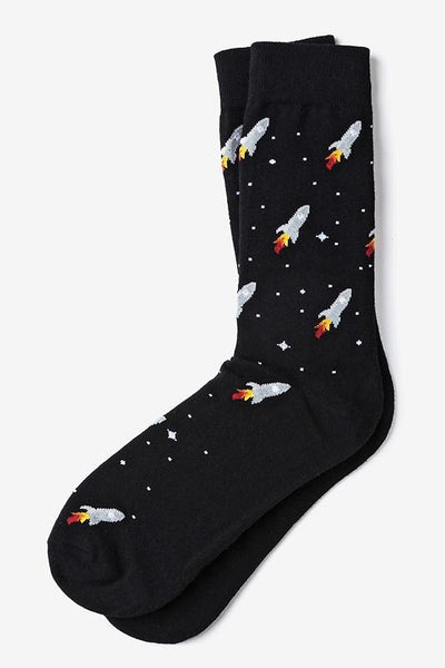 Rocket Ship Sock, Socks, Rocket Socks, Black, Carded Cotton, Spandex, Nylon, SK1035, Clinks Australia
