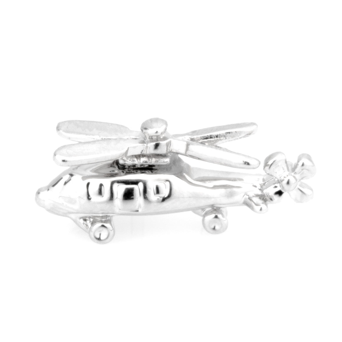 Silver Helicopter Lapel Pin