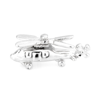 Silver Helicopter Lapel Pin