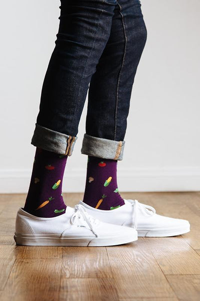 These Socks are Corn-y Sock, Socks, Alynn Socks, Purple, Carded Cotton, Nylon, Spandex, SK1036, Men's Socks, Socks for Men, Clinks Australia