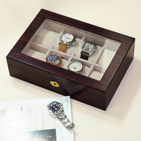 Ebony Wooden Watch Box, 8 Watch Box, Cuffed Watch Box, Clinks Australia Watch Box, Ebony Watch Boxes on Cuffed, Australia Watch Box, Watch Storage Box, Watch Display Box, 8 Slots Watch Box, Watch Boxes for 8 , Ebony Watch Box, Wooden Watch Box, Ebony, CB5059, Clinks Australia