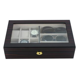 Ebony Wooden Watch Box, 6 Watch Box, 3 Sunglasses, Cuffed Watch Box, Clinks Australia Watch Box, Ebony Watch Boxes on Cuffed, Australia Watch Box, Watch Storage Box, Watch Display Box, 6 Slots Watch Box + 3 Sunglasses, Watch Boxes for 6 , Ebony Watch Box, Wooden Watch Box, Ebony, CB5065, Clinks Australia