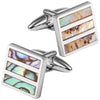 Abalone rectangles in Silver Square Cufflinks