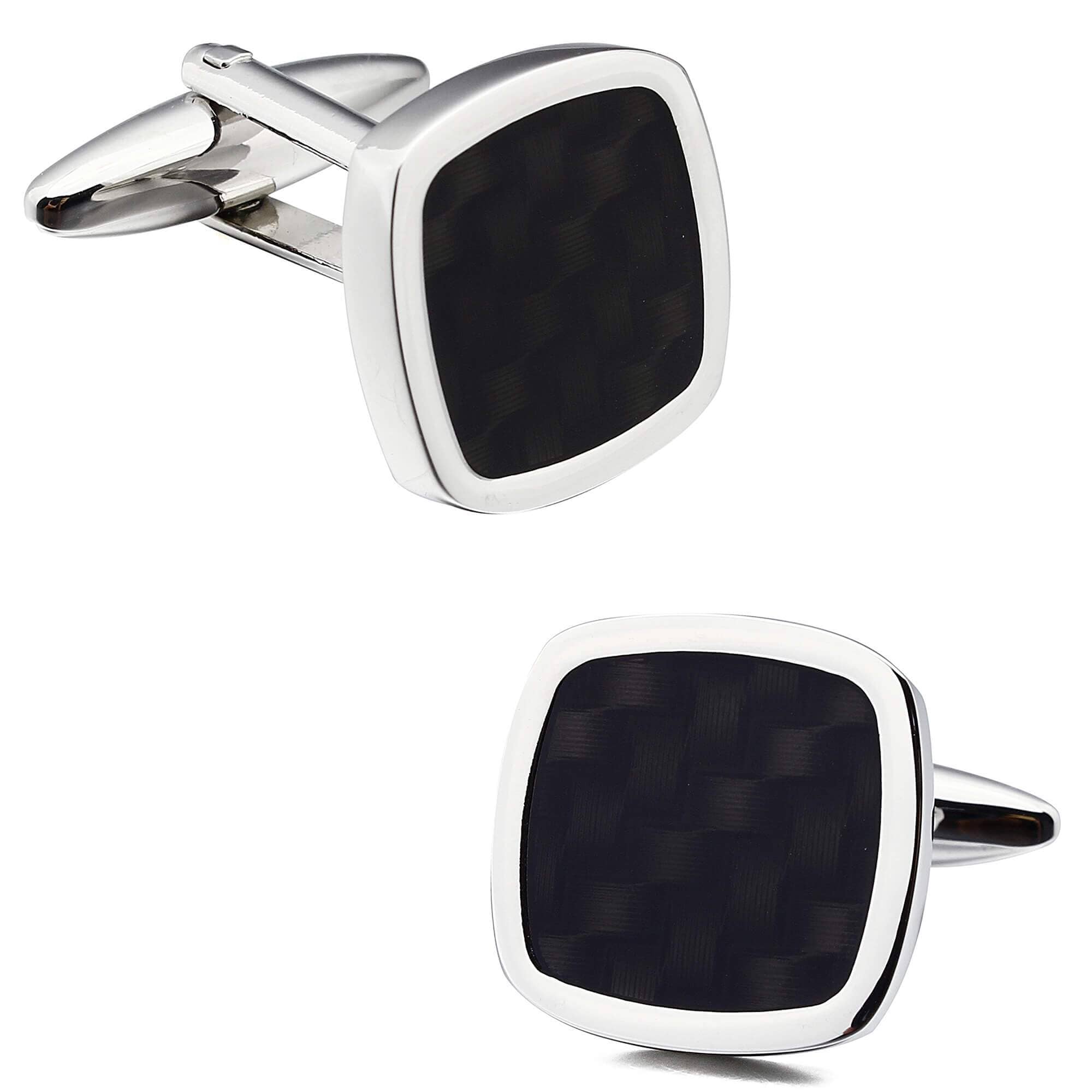 Black Woven Pattern Cufflink and Tie Clip Set Gift Set Clinks Australia 