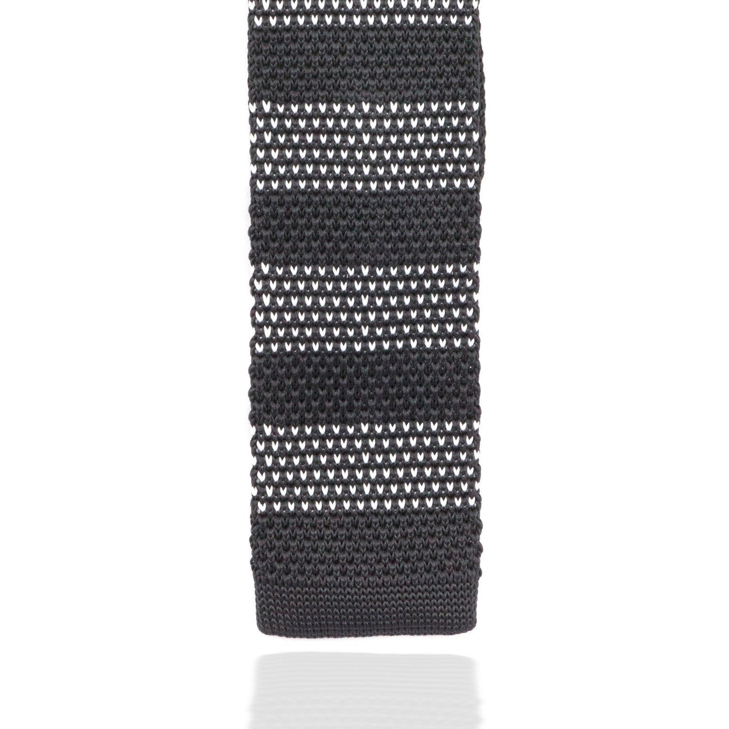 Black and White Stripe Knitted Tie