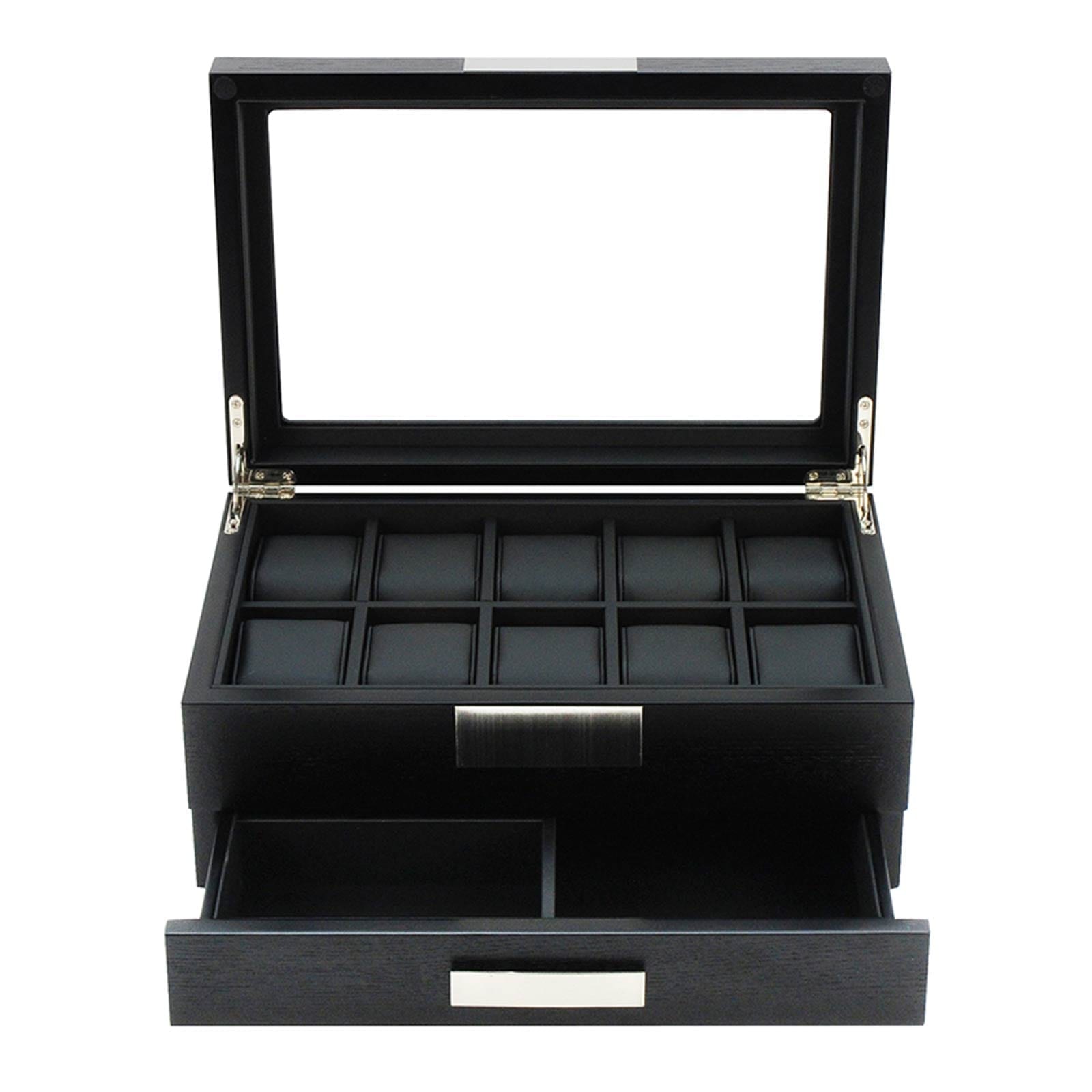 Black Wooden Watch Box, 10 Watch Box, Cuffed Watch Box, Clinks Australia Watch Box, Black Watch Boxes on Cuffed, Australia Watch Box, Watch Storage Box, Watch Display Box, 10 Slots Watch Boxes, Watch Boxes for 10, Wooden Watch Box, Black, Wooden, Watch Boxes with Drawer, Storage Boxes, CB5007, Clinks Australia