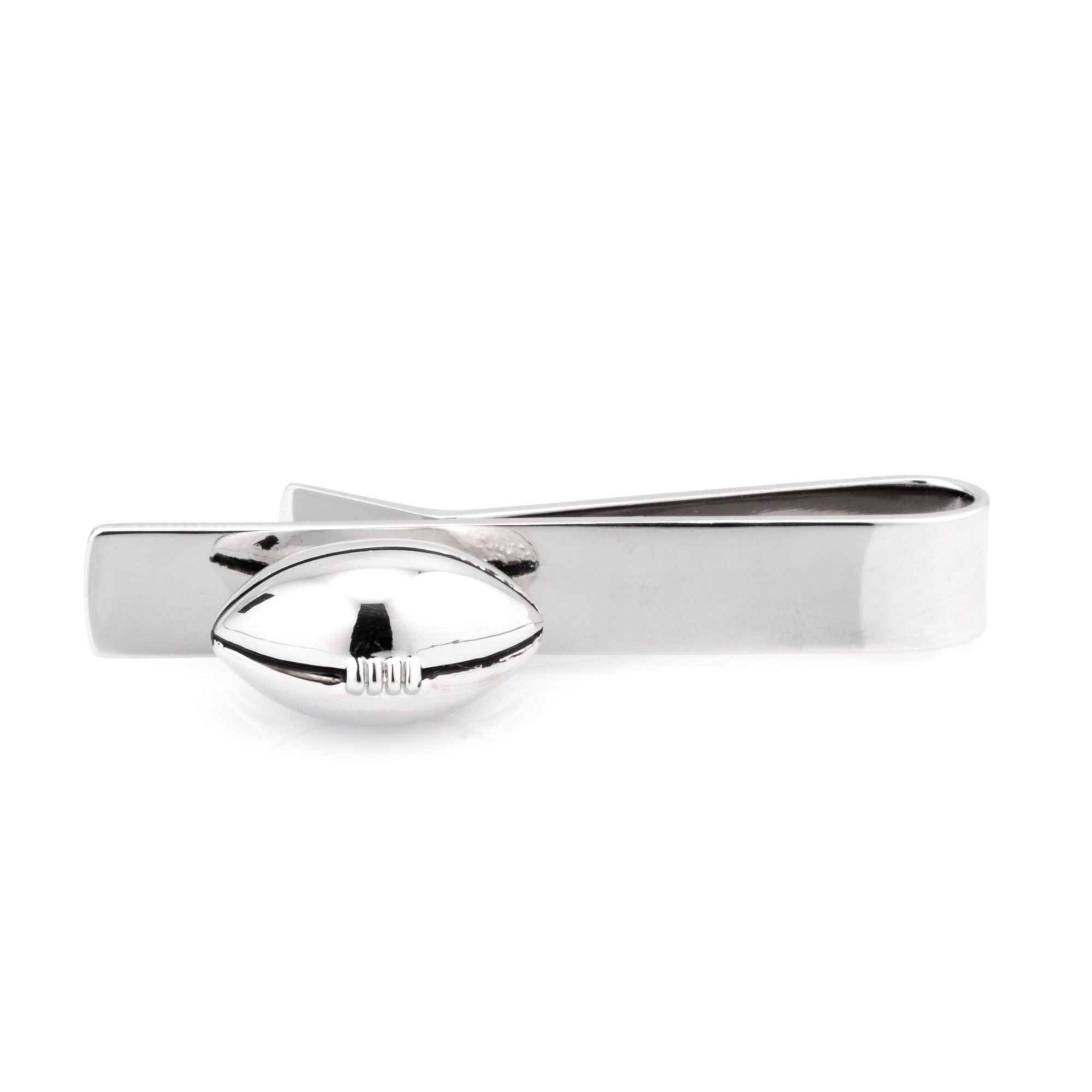 Footy / Rugby Football Silver Cufflinks & Tie Bar Set