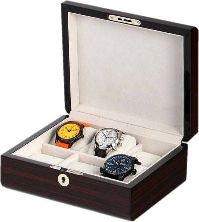 Ebony Wooden Watch Box for 6 Watches, Ebony, Wooden Watch Box, Storage Boxes, Wooden Watch Storage Box, Watch Boxes, CB5075, Clinks Australia