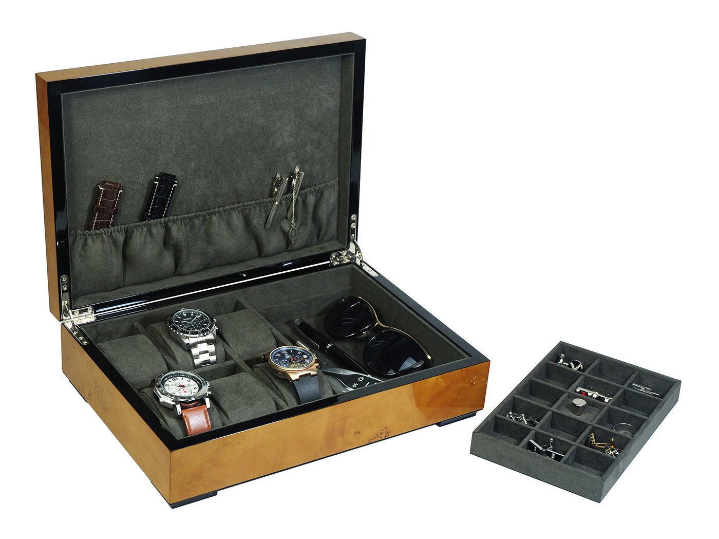 Worl Map , Burl Wooden Watch Box + Jewellery, 6 Watch Box, Cufflink Watch Box + Jewellery, Cuffed Watch Box, Clinks Australia Watch Box + Jewellery, Burl Watch Boxes on Cuffed, Australia Watch Box, Watch + Jewellery Storage Box, Cufflink Watch Display Box, Burl Watch Box, Wooden Watch Box, Burl, Watch Boxes + jewellery, CB5060, Clinks Australia