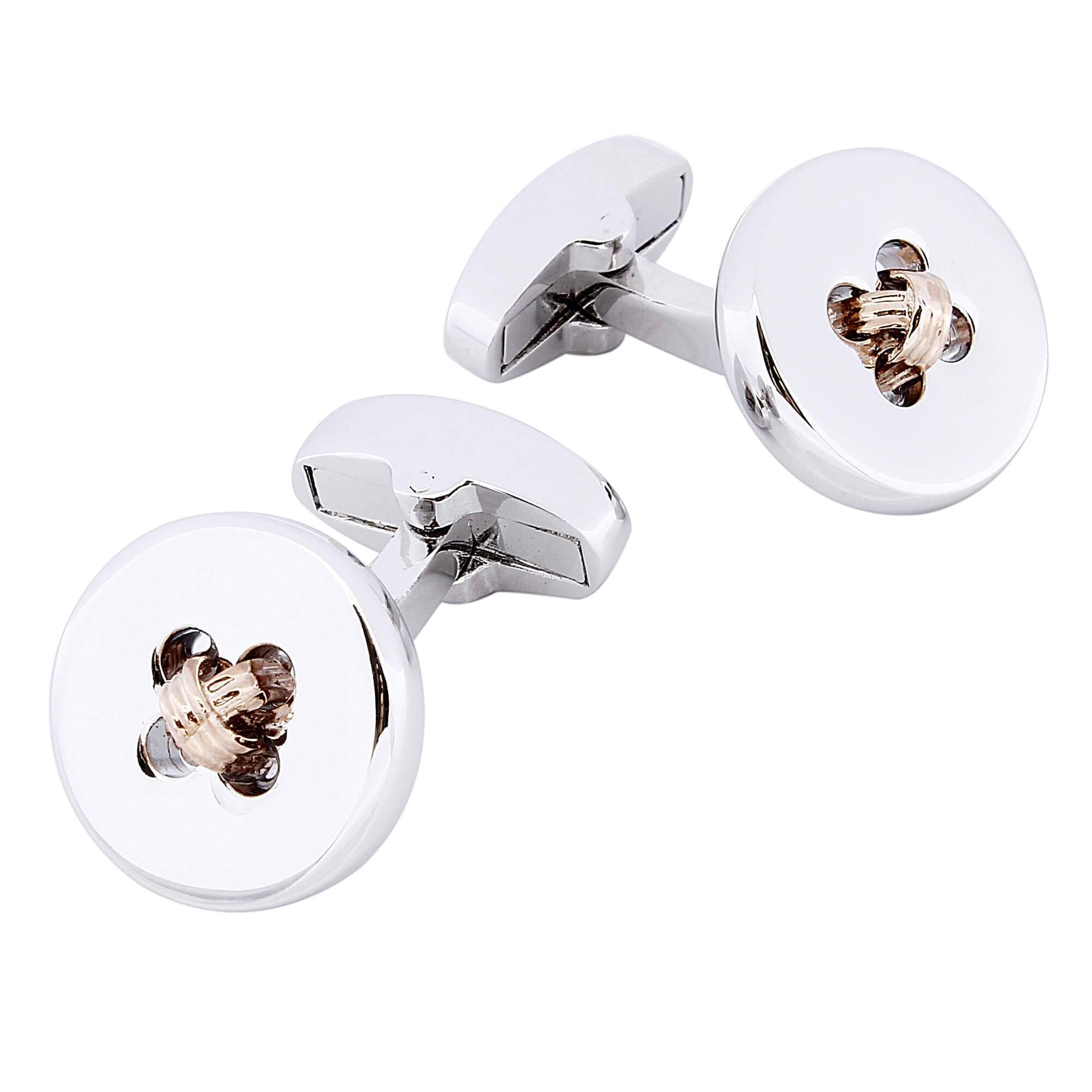 Silver Button with Rose Gold Thread Cufflinks Classic & Modern Cufflinks Clinks Australia 