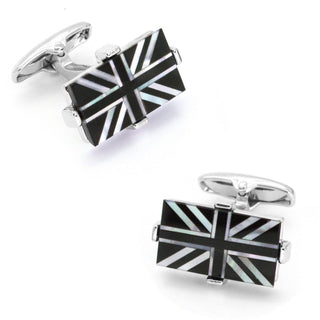 Union Jack - Flag of United Kingdom Cufflinks - Onyx & Mother of Pearl Novelty Cufflinks Clinks Australia 