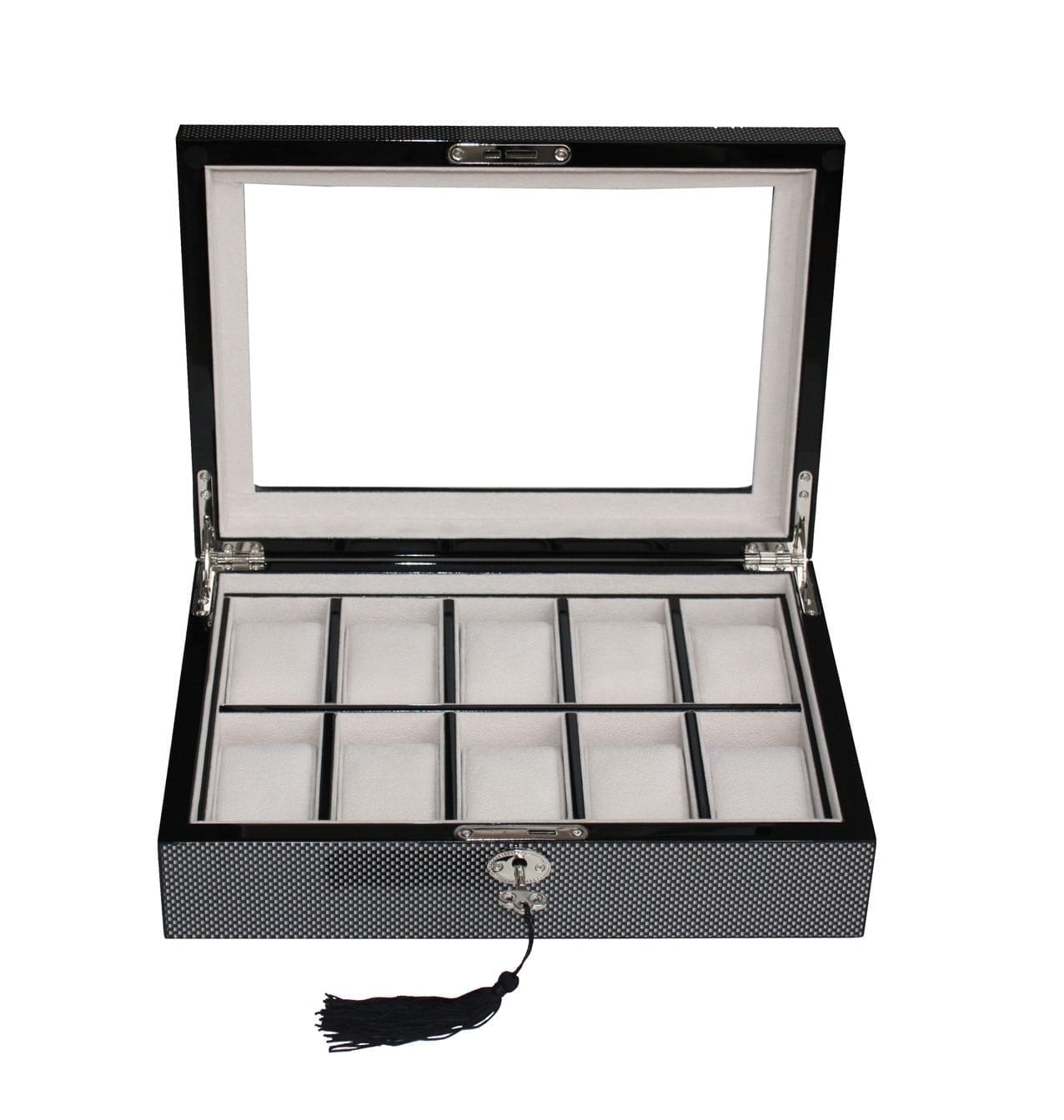 Carbon Fibre Wooden Watch Box, 10 Watch Box, Cuffed Watch Box, Clinks Australia Watch Box, Carbon Fibre Watch Boxes on Cuffed, Australia Watch Box, Watch Storage Box, Watch Display Box, 10 Slots Watch Box, Watch Boxes for 10, Wooden Watch Box, Carbon Fibre, Watch Boxes, CB5055, Clinks Australia