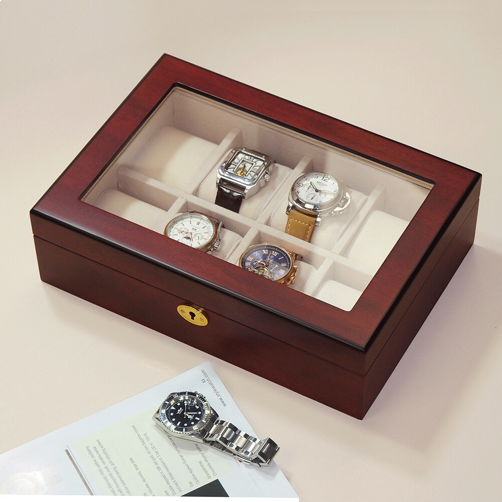 Cherry Wooden Watch Box, 8 Watch Box, Cuffed Watch Box, Clinks Australia Watch Box, Cherry Watch Boxes on Cuffed, Australia Watch Box, Watch Storage Box, Watch Display Box, 8 Slots Watch Box, Watch Boxes for 8, Cherry Watch Box, Wooden Watch Box, Cherry, Watch Boxes, CB5000, Clinks Australia
