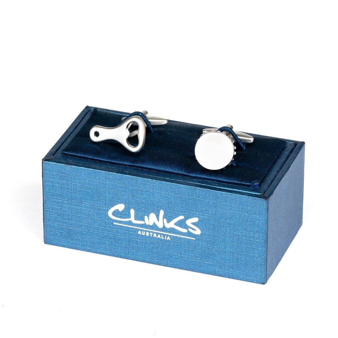 Silver Bottle Cap & Opener Cufflinks Novelty Cufflinks Clinks Australia 