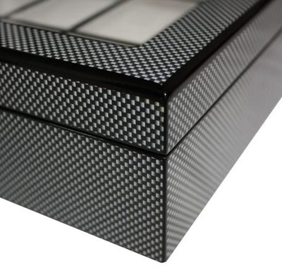 Carbon Fibre Wooden Watch Box, 10 Watch Box, Cuffed Watch Box, Clinks Australia Watch Box, Carbon Fibre Watch Boxes on Cuffed, Australia Watch Box, Watch Storage Box, Watch Display Box, 10 Slots Watch Box, Watch Boxes for 10, Wooden Watch Box, Carbon Fibre, Watch Boxes, CB5055, Clinks Australia