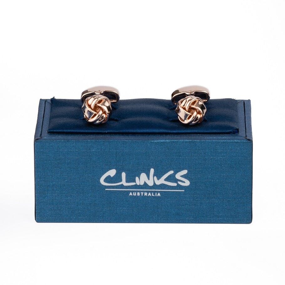 Rose Gold Knot Cufflinks Classic & Modern Cufflinks Clinks Australia 