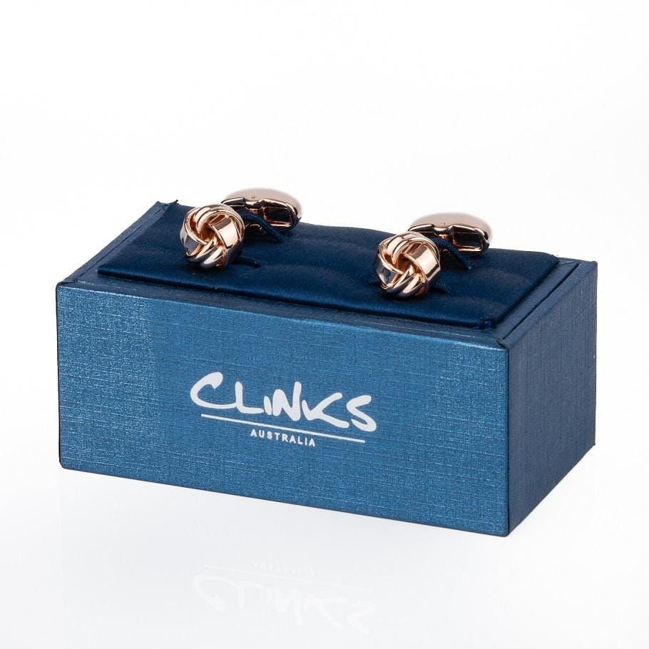 Rose Gold Knot Cufflinks Classic & Modern Cufflinks Clinks Australia 