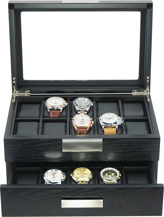 Black Wooden Watch Box, 20 Watch Box, Cuffed Watch Box, Clinks Australia Watch Box, Black Watch Boxes on Cuffed, Australia Watch Box, Watch Storage Box, Watch Display Box, 20 Slots Watch Boxes, Watch Boxes for 20, Wooden Watch Box, Black, Wooden, Watch Boxes with Drawer, Storage Boxes, CB5045, Clinks Australia