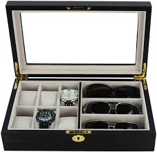 Ebony Wooden Watch Box, 6 Watch Box, 3 Sunglasses, Cuffed Watch Box, Clinks Australia Watch Box, Ebony Watch Boxes on Cuffed, Australia Watch Box, Watch Storage Box, Watch Display Box, 6 Slots Watch Box + 3 Sunglasses, Watch Boxes for 6 , Ebony Watch Box, Wooden Watch Box, Ebony, CB5065, Clinks Australia