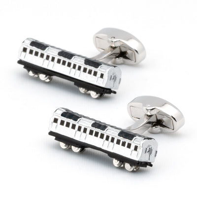 Silver and Black Train Carriage Cufflinks