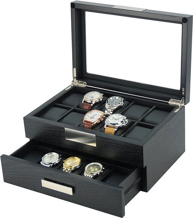 Black Wooden Watch Box, 20 Watch Box, Cuffed Watch Box, Clinks Australia Watch Box, Black Watch Boxes on Cuffed, Australia Watch Box, Watch Storage Box, Watch Display Box, 20 Slots Watch Boxes, Watch Boxes for 20, Wooden Watch Box, Black, Wooden, Watch Boxes with Drawer, Storage Boxes, CB5045, Clinks Australia