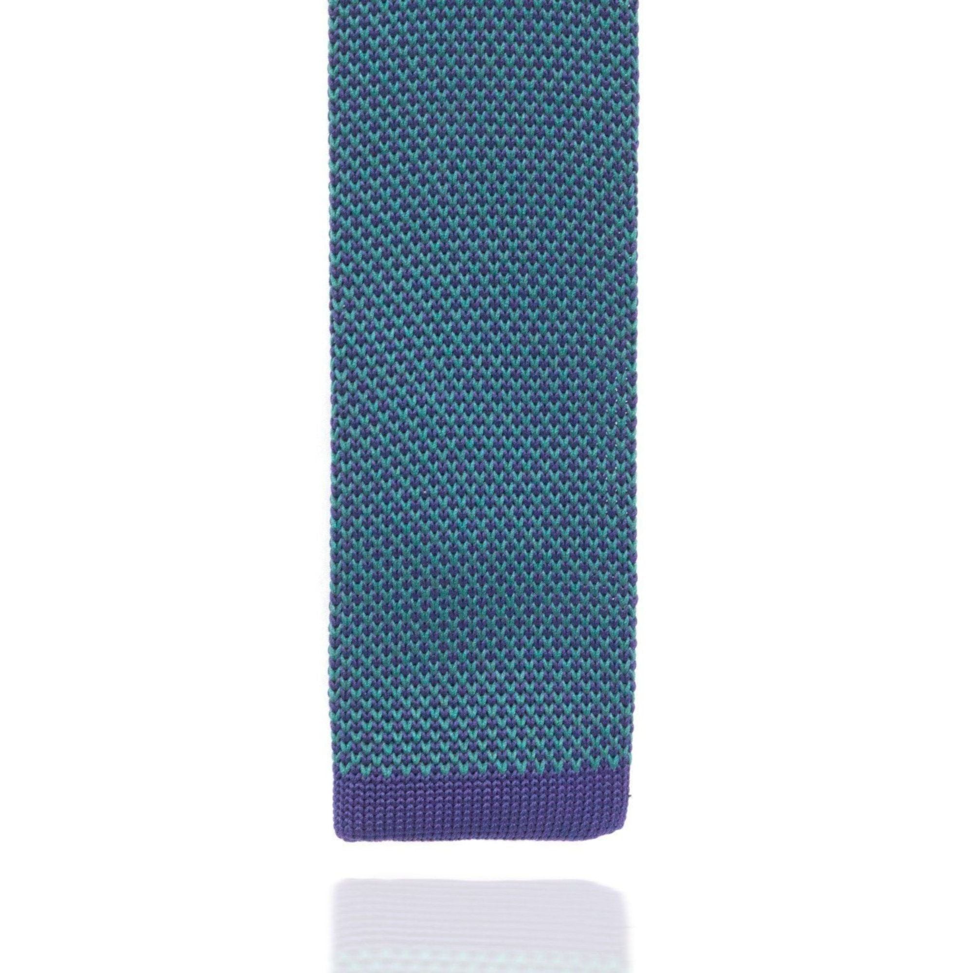 Green and Navy Weave Knitted Tie