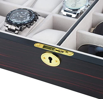 Ebony Wooden Watch Box, 6 Watch Box, 3 Sunglasses, Cuffed Watch Box, Clinks Australia Watch Box, Ebony Watch Boxes on Cuffed, Australia Watch Box, Watch Storage Box, Watch Display Box, 6 Slots Watch Box + 3 Sunglasses, Watch Boxes for 6 , Ebony Watch Box, Wooden Watch Box, Ebony, CB5065, Clinks Australia