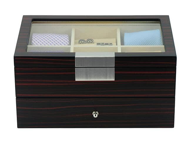 Ebony Wooden Tie Box for 12 Storage Boxes Clinks 