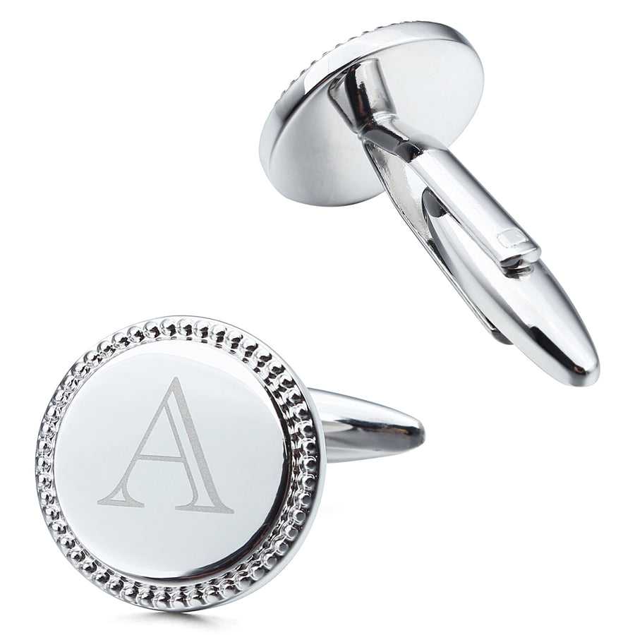 Letter A Initial Cufflinks -Round