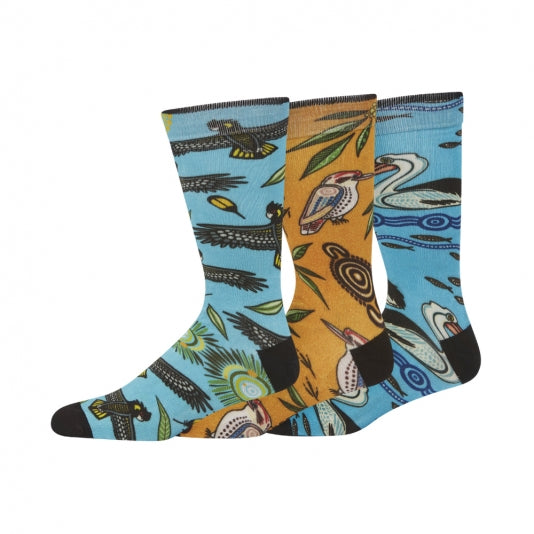 Australian Native Birds 3pk Gift Box, Socks,  Native Birds Socks, Men's Socks, Socks for Men, SS7004, Clinks Australia