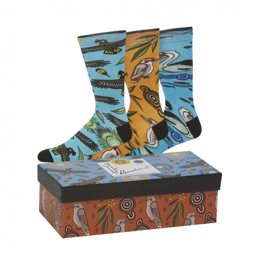 Australian Native Birds 3pk Gift Box, Socks,  Native Birds Socks, Men's Socks, Socks for Men, SS7004, Clinks Australia