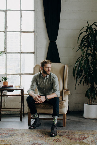 Avocado Green Mens Sock, Green, Socks, Men's Socks, Socks for Men, SK1054, Clinks Australia