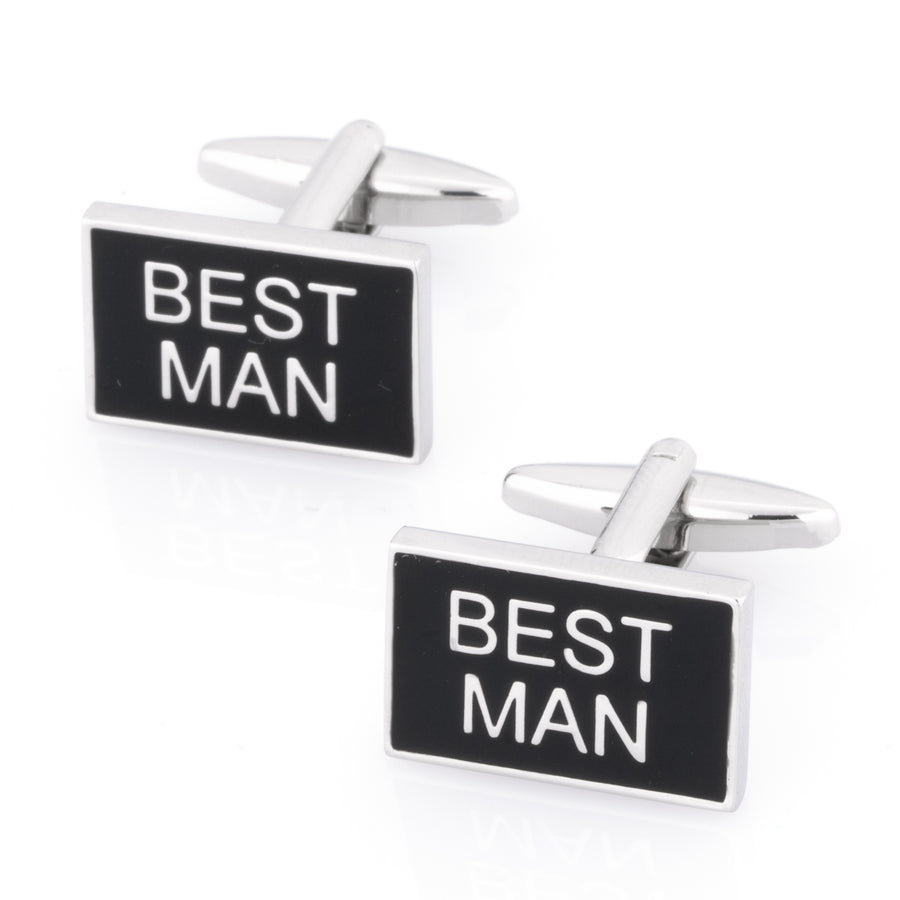 Best Man Black and Silver Wedding Cufflinks