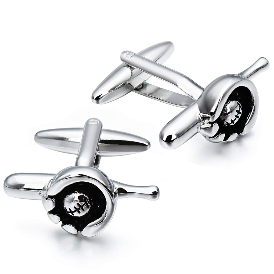 Baseball Bat, Glove and Ball Cufflinks in Silver