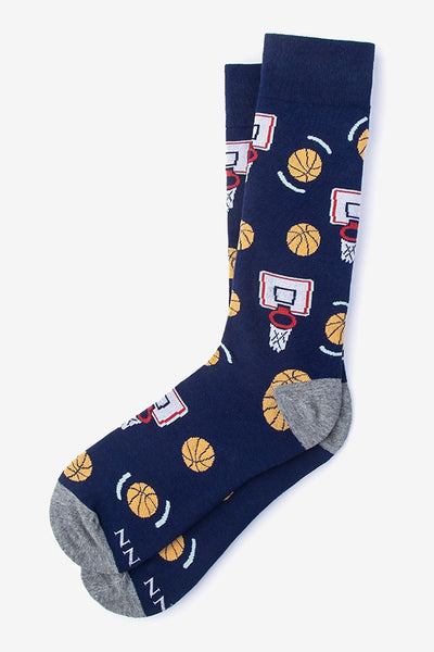 Basketball Nothing But Net Navy Blue Mens Sock, Socks, Navy Blue, Carded Cotton, Nylon, Spandex, SK1055, Clinks Australia