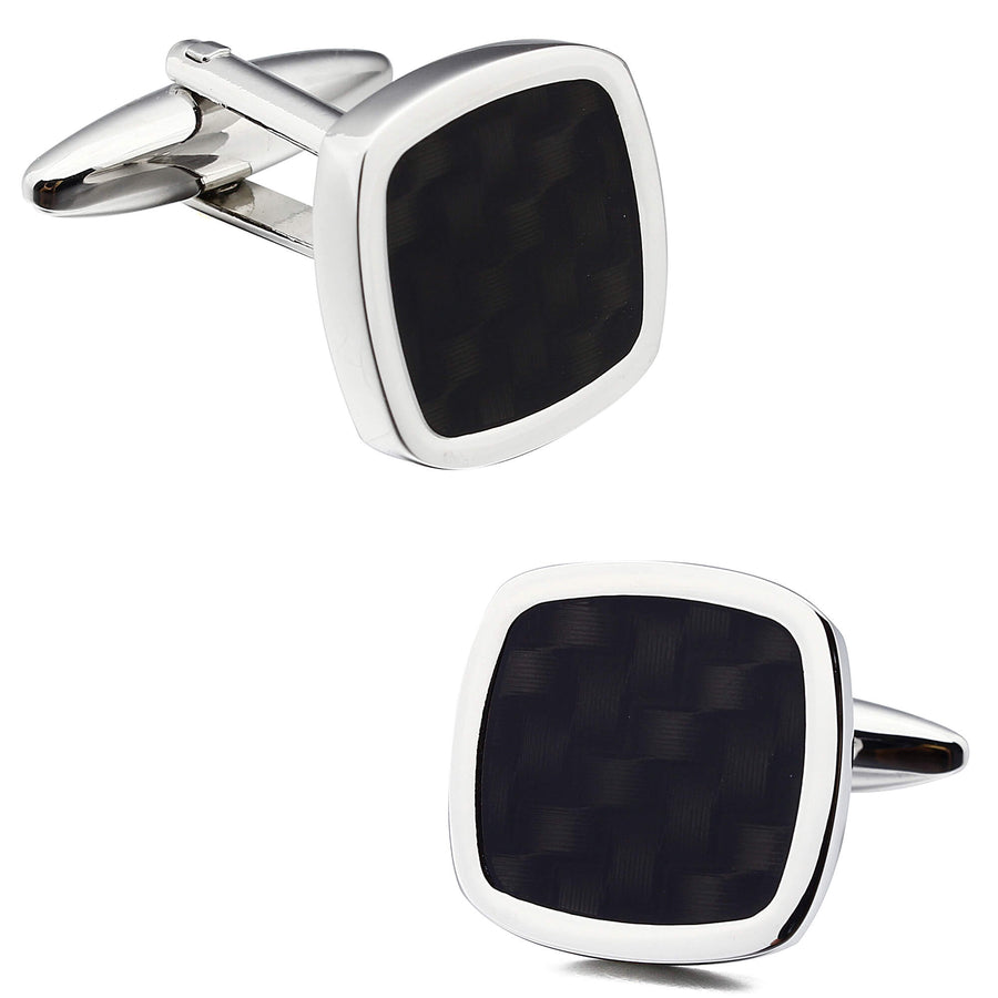 Black Woven Pattern Cufflink and Tie Clip Set