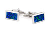 Australian Rectangle Opal Cufflinks (Blue Silver)