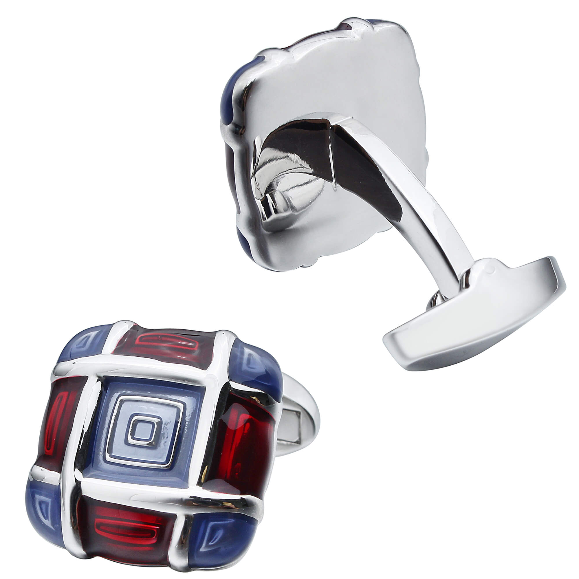 Blue and Red Enamel Squares Cufflinks