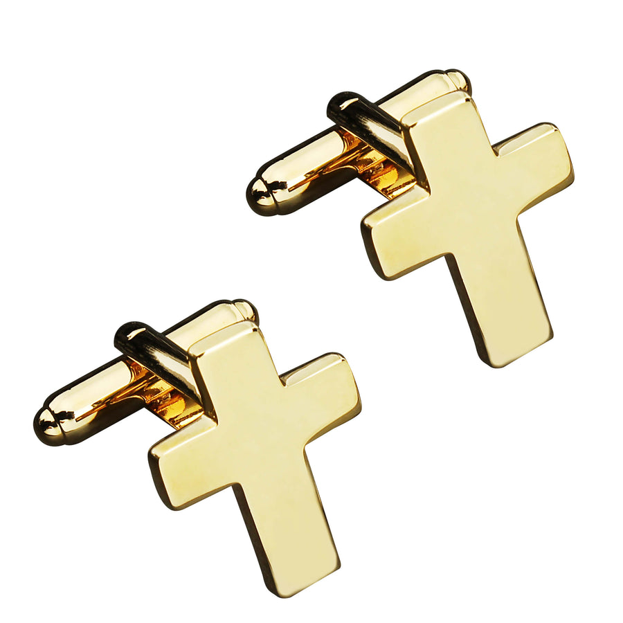 Brushed Gold Cross Cufflinks