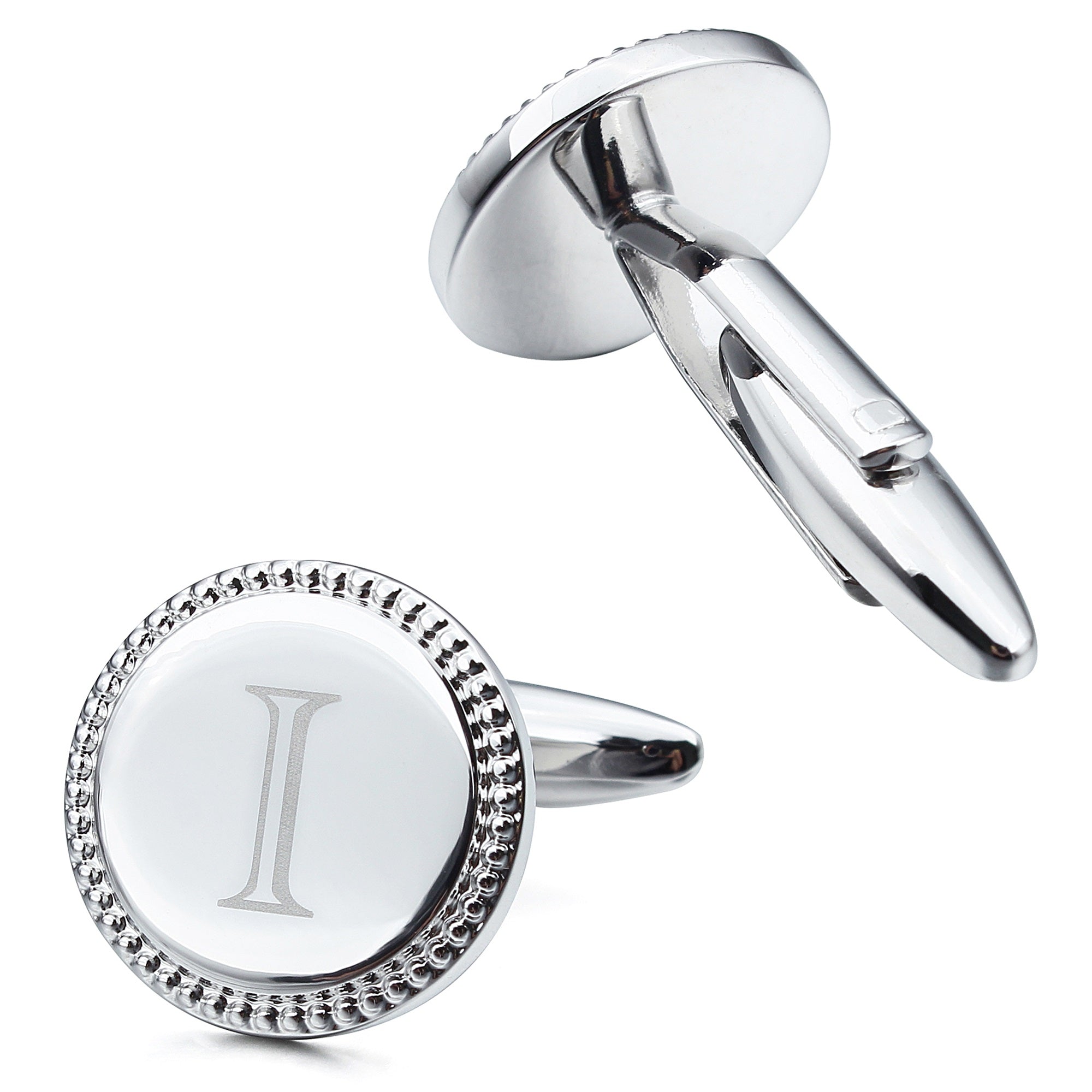 Letter I Initial Cufflinks -Round