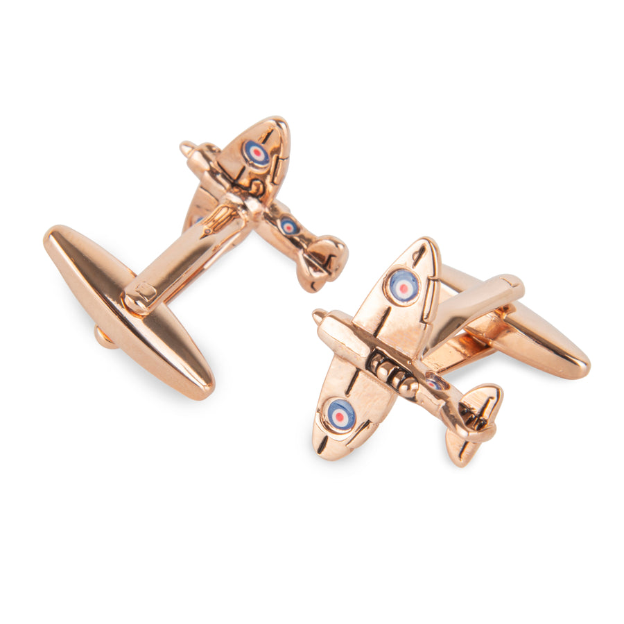 Rose Gold Spitfire Airplane Cufflinks