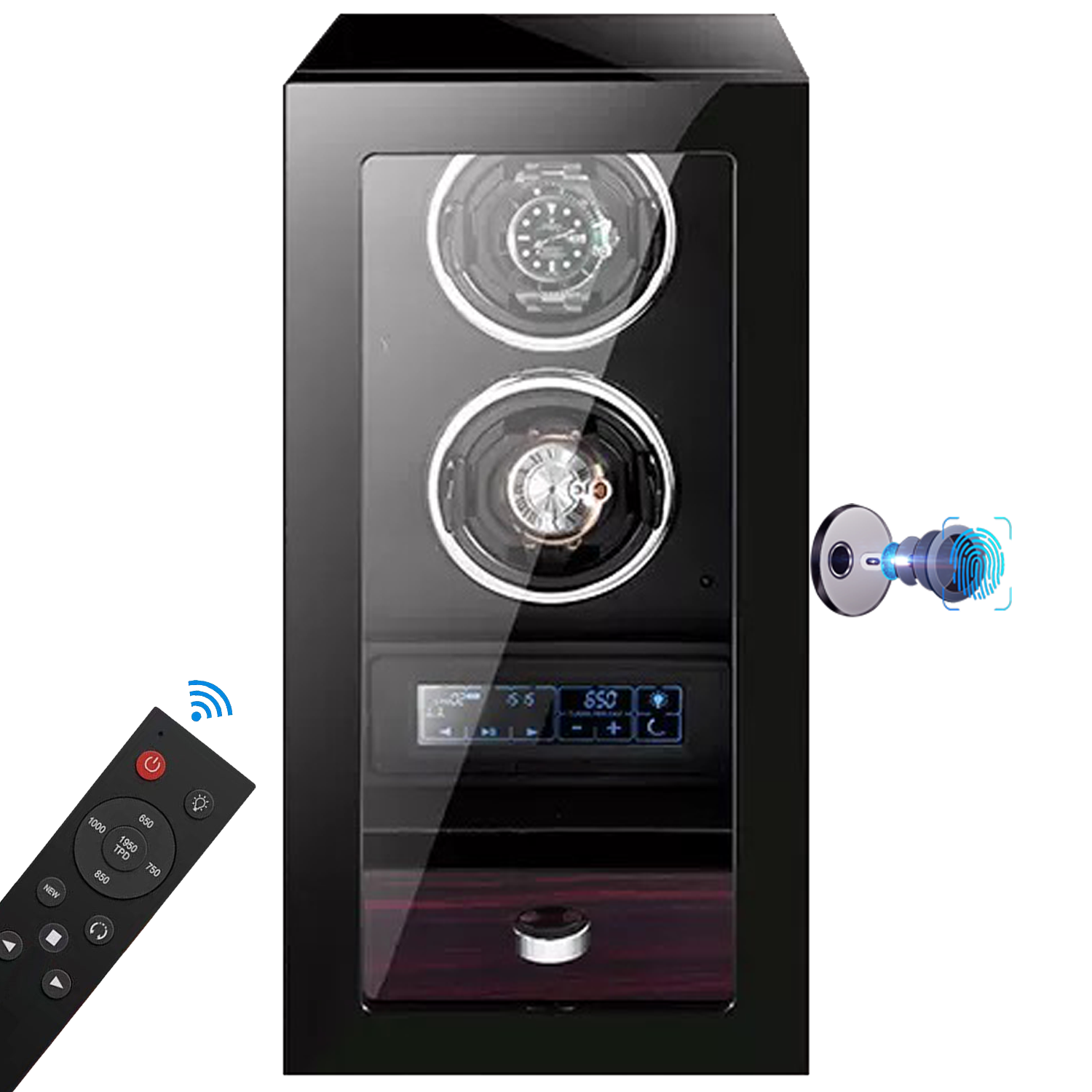 Yarra Duo Watch Winder for 2 + Drawer with Fingerprint Lock