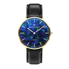 Classic Pedy Blue Swiss Movement Opal Watch 40MM with Black Leather Strap